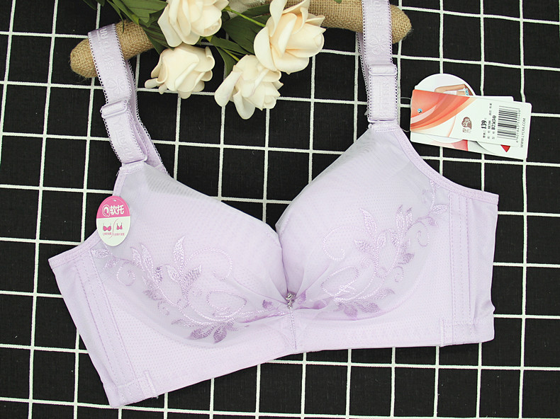 Vẻ đẹp đô thị ngôn ngữ lụa mới B cup của phụ nữ đồ lót bằng thép mềm viền bông thẳng đứng áo ngực bốn hàng khóa điều chỉnh loại thu thập quần lót nữ thun lạnh