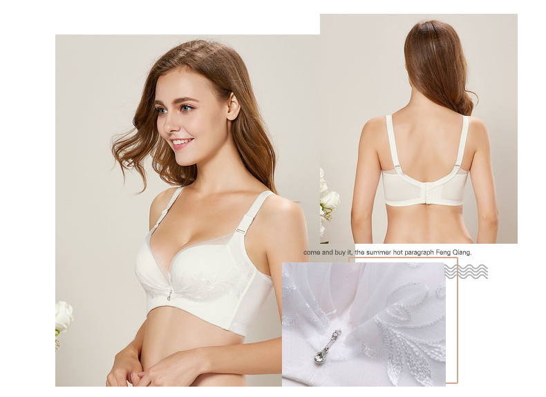 Vẻ đẹp đô thị ngôn ngữ lụa mới B cup của phụ nữ đồ lót bằng thép mềm viền bông thẳng đứng áo ngực bốn hàng khóa điều chỉnh loại thu thập quần lót nữ thun lạnh