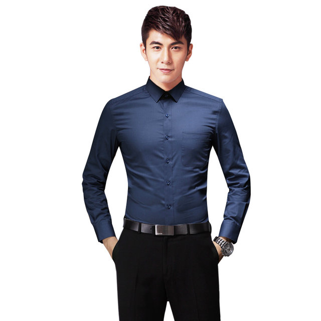 Men's long-sleeved shirts slim fit business no-iron formal men's white shirts Korean style groomsmen suit shirts