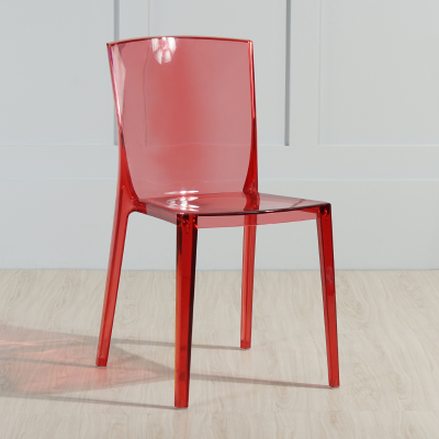 B Transparent RedNorthern Europe transparent Dining chair Plastic originality Acrylic Crystal chair fashion outdoors backrest Simplicity restaurant Coffee chair