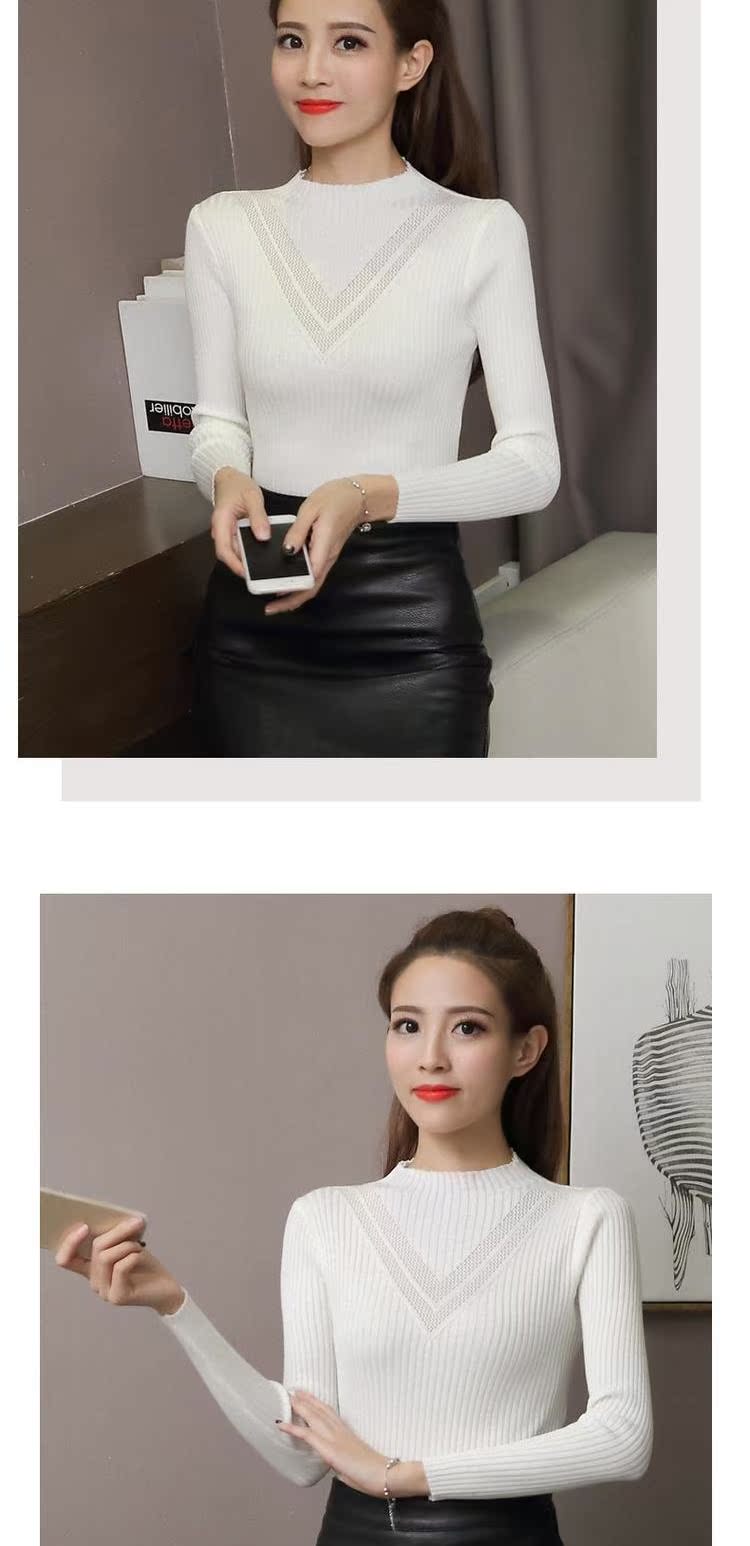 Chic áo len đầu thu mùa thu mỏng phần của phụ nữ áo len mỏng giảm béo rắn màu áo sơ mi nữ hoang dã thoi trang cong so