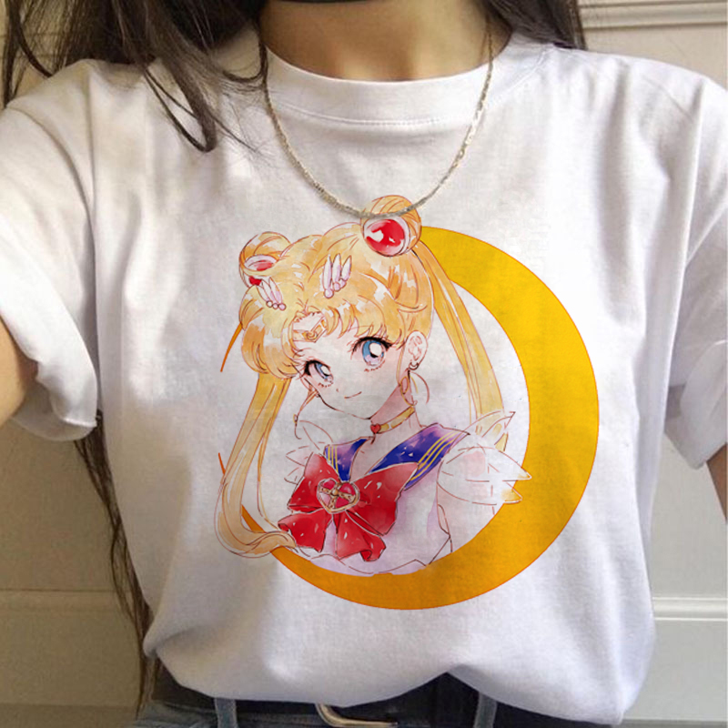 10024Sailor   Moon   Harajuku lovely kawaii solar system Sailor Moon printing female jacket T-shirt ins tide