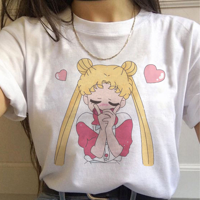 3773Sailor   Moon   Harajuku lovely kawaii solar system Sailor Moon printing female jacket T-shirt ins tide