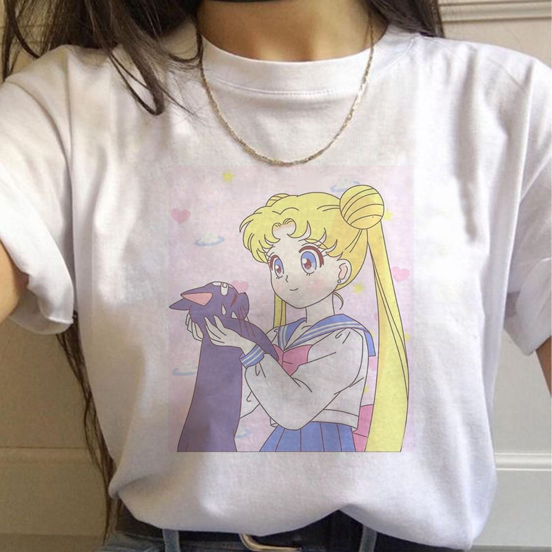 3774Sailor   Moon   Harajuku lovely kawaii solar system Sailor Moon printing female jacket T-shirt ins tide