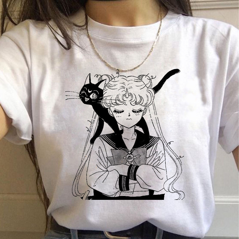 3767Sailor   Moon   Harajuku lovely kawaii solar system Sailor Moon printing female jacket T-shirt ins tide