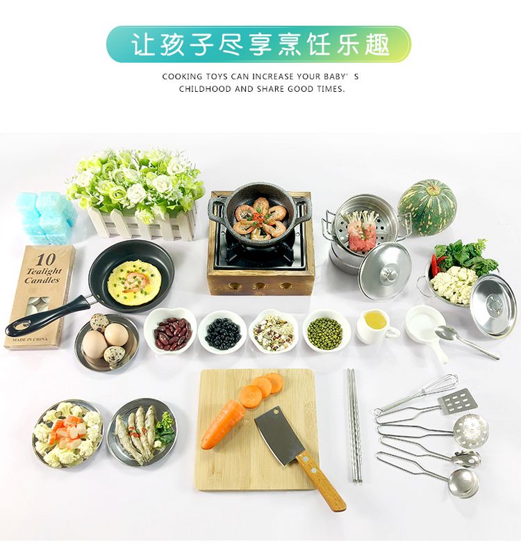 Mini Kitchen Cooking Real Cooking Set Thực phẩm Play Dụng cụ nấu ăn Đồ dùng nhà bếp Xiaoling Đồ chơi trẻ em Quà tặng sinh nhật cho bé gái - Phòng bếp