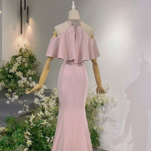 Розовое вечернее платье, юбка для школьников, крой «рыбий хвост»