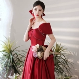 Бордовое элегантное вечернее платье для невесты, городской стиль, изысканный стиль