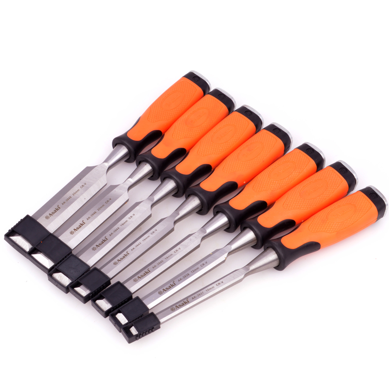 ASAKI ASAKI flat shovel TPR two-color handle woodworking chisel 3 8 inch~ 1 inch AK-3937~3948