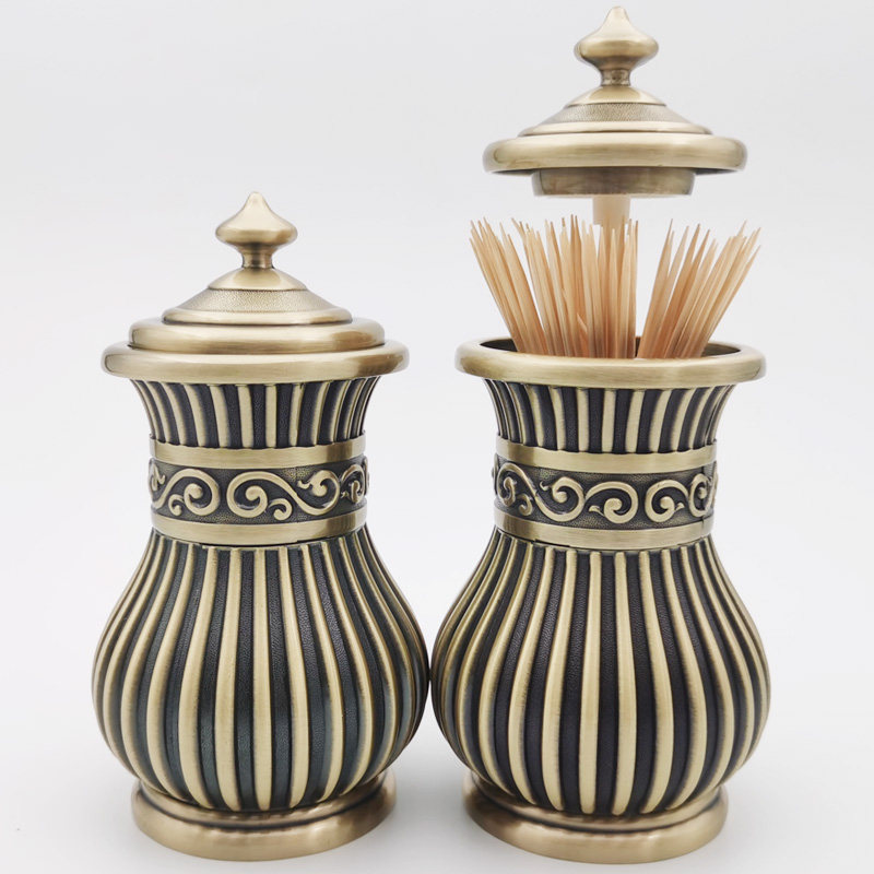 European-style luxury tooth box pure copper household automatic press classical tooth barrel living room tea table fine cans