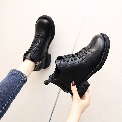 Martens, тонкие универсальные ботинки, низкие весенние короткие сапоги для кожаной обуви, коллекция 2022