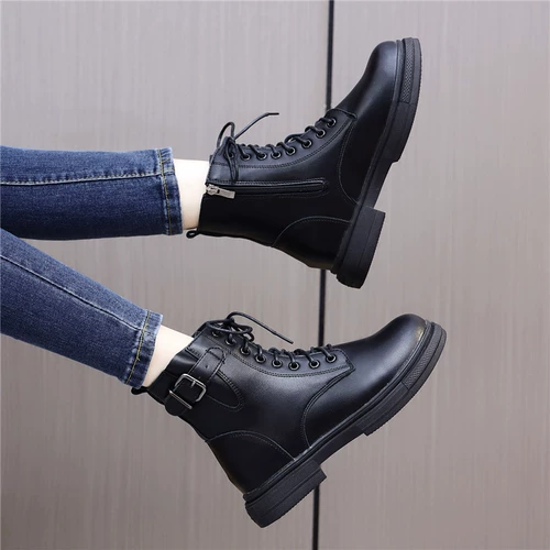 Martens, пони, нескользящие универсальные короткие сапоги, ботинки, коллекция 2023, из натуральной кожи, большой размер
