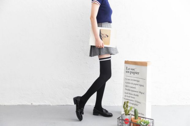 Kích thước lớn dài đùi đùi nữ sọc chống trượt đầu gối vớ dài dài cd transvestite giả giả Nhật Bản quần tất cho bé gái