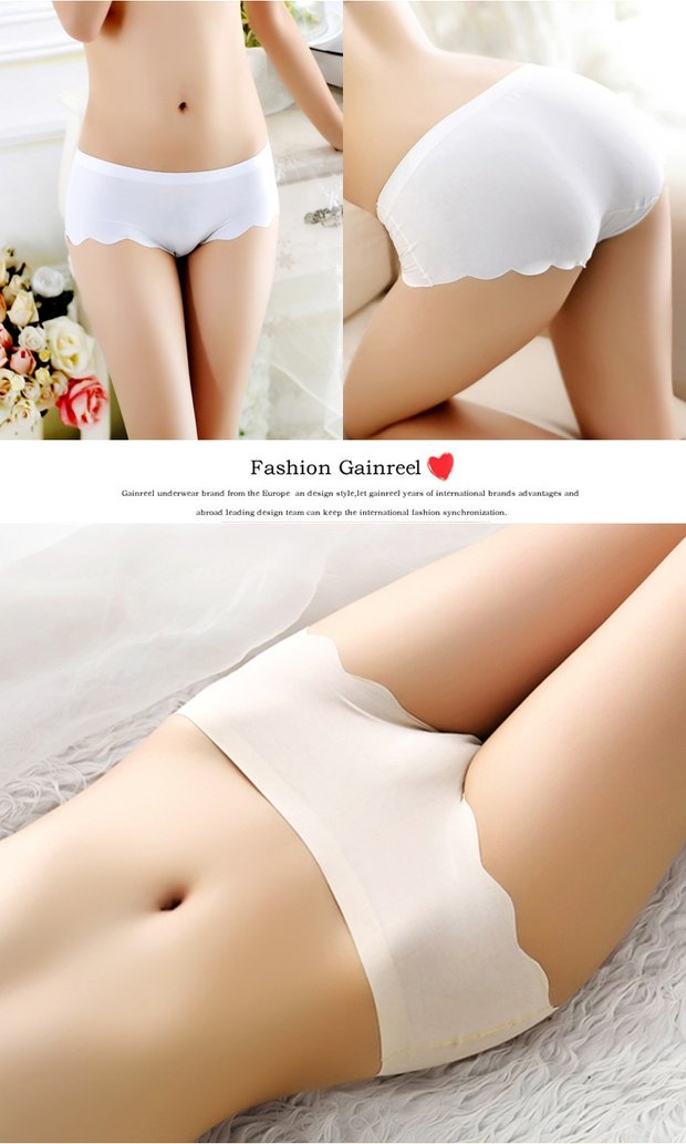 [4 hộp quà] băng lụa không dấu vết màu mùa hè cd giả mũi tam giác đồ lót phụ nữ eo quần tập tin bông quần sịp lưới