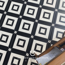 Optimal Hega Foshan Full Porcelain Small Flower Brick Black Classic Retro Floor Tiles Xuanguan Entrance Tile Method Retro Tile