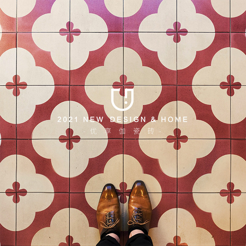 ins vintage small flower tile net red toilet tile Nordic bathroom wall tile red courtyard floor tile wall tile