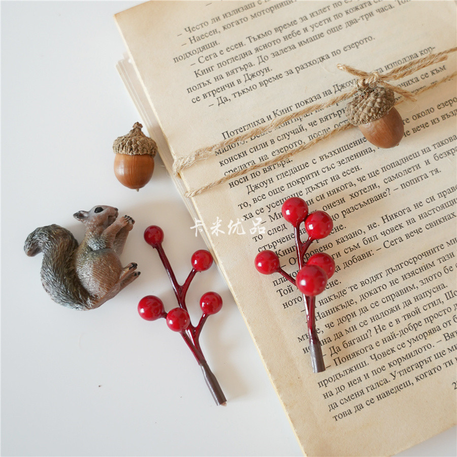 Christmas Small Red Fruits Simulation Flowers Vines 5 Forks Small Red Fruits Jerks Christmas Fruit Son Photo Props Gift Wrapping Berries