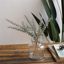 Simulation 3 bignake brief modern grey green green planting branches and leaves emulated grass-like board room Home decoration flower arranging material