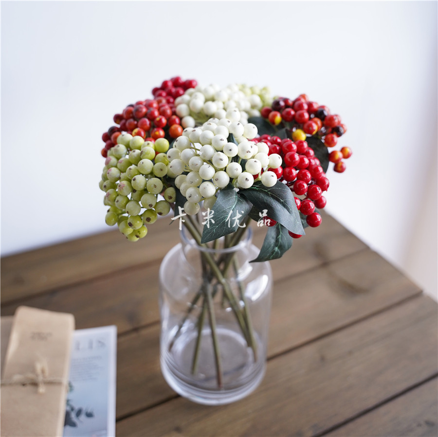 Real berry blueberry mung bean acacia bean short branch foam fruit home wedding layout model room flower arrangement small fruit