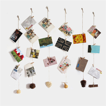 Original Mori wedding branches pine cone gourd postcard hemp rope wooden clip simple wall decoration wall hanging