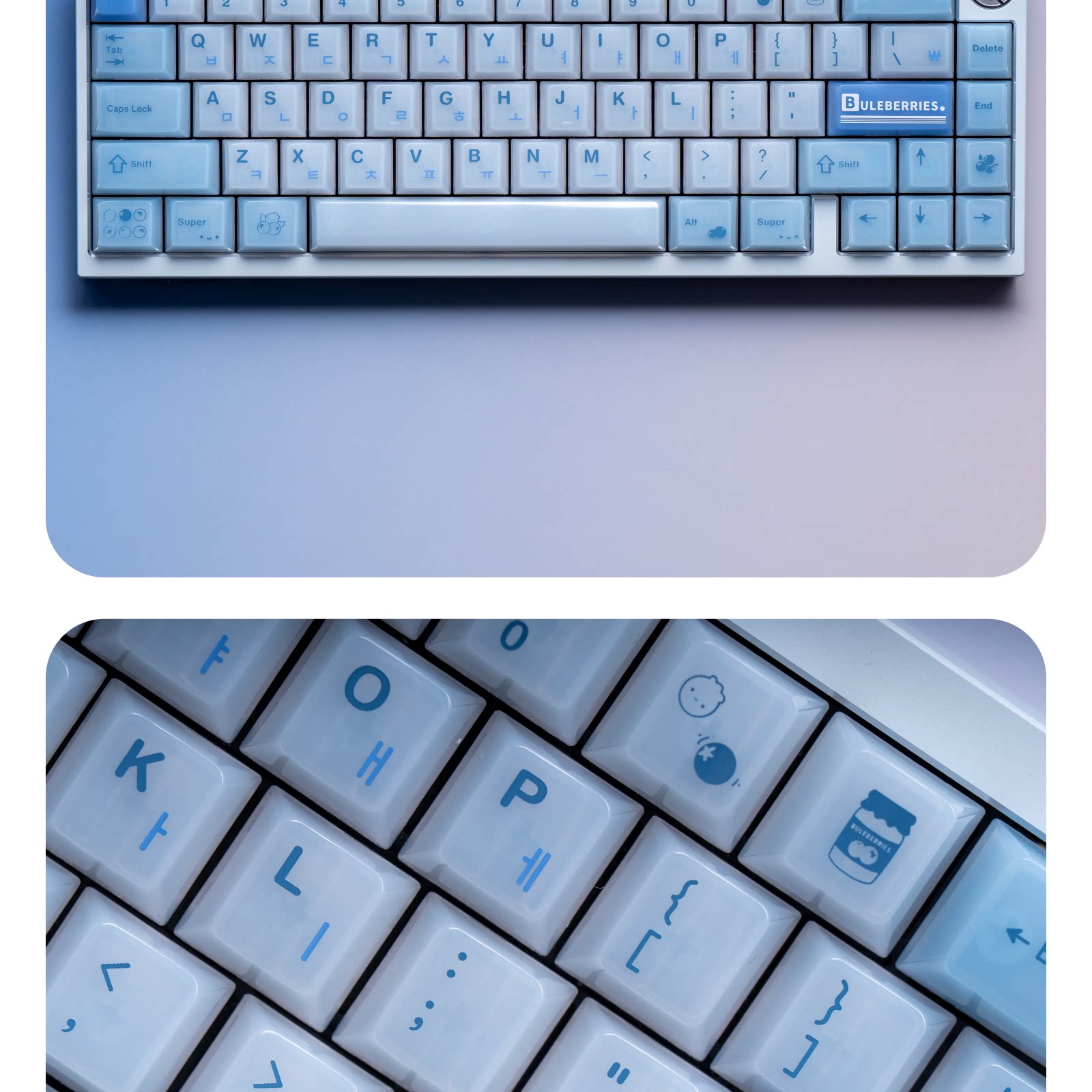 Blueberry Milk keycaps detail
