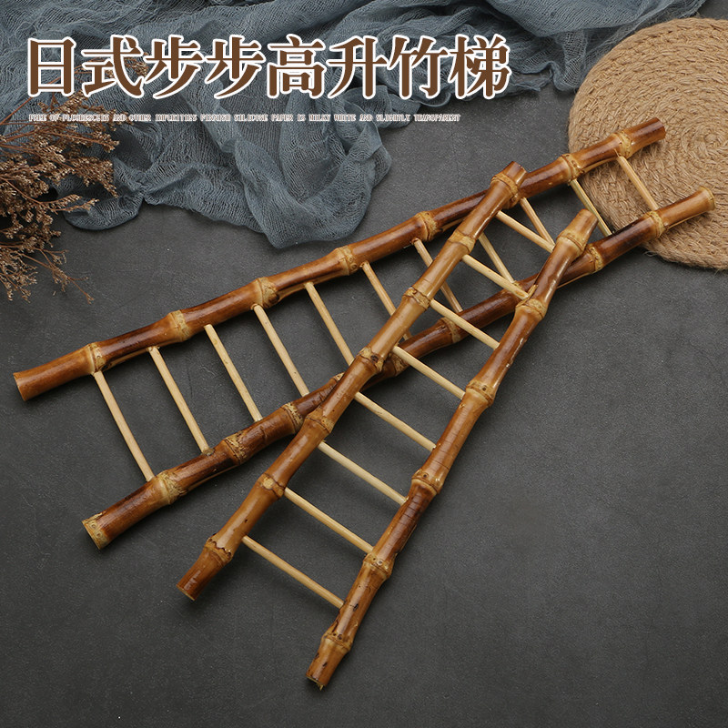 Japanese bamboo sashimi Bamboo ladder food ornaments Japanese decoration Decorative flowers embellish creative ice sculpture Cold plate
