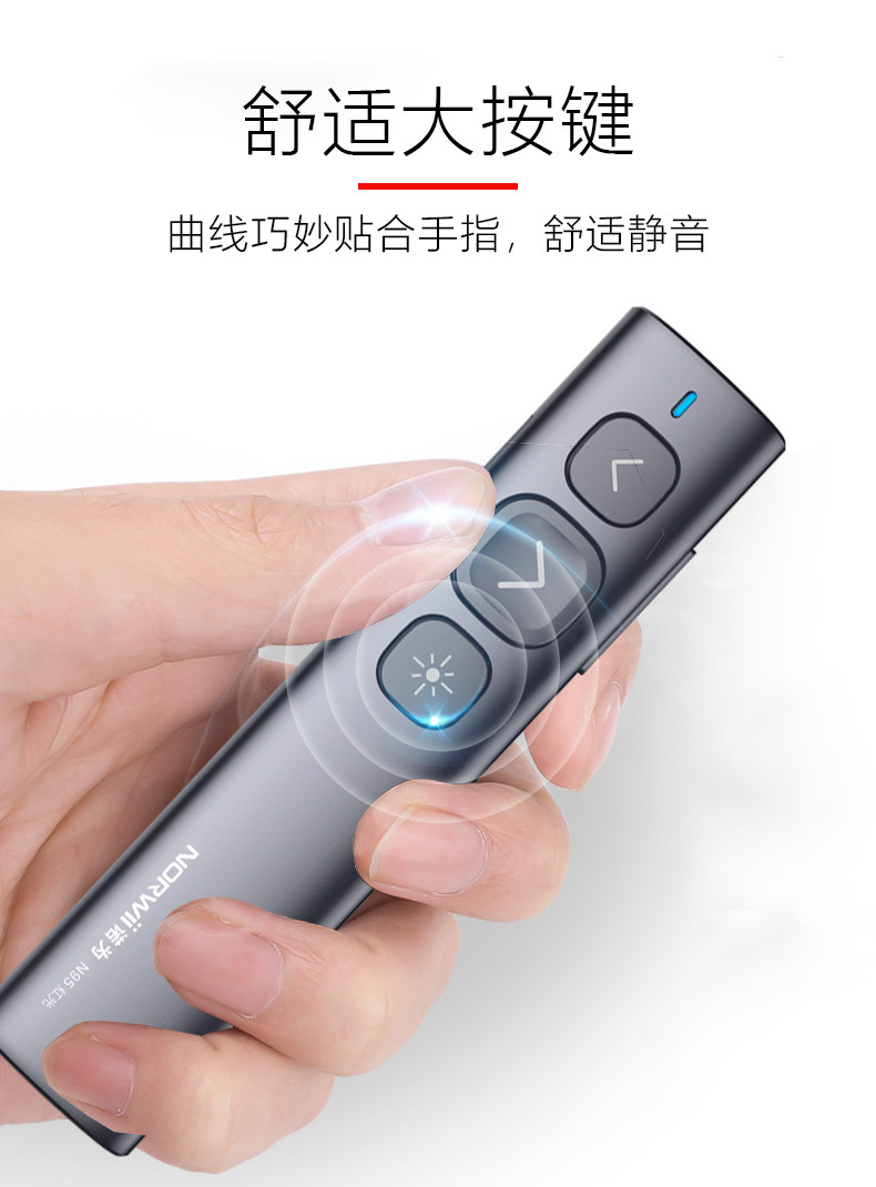 Nuowei rechargeable super chain switching pointer remote control page turning pen electronic pen speech pen laser demonstration pen