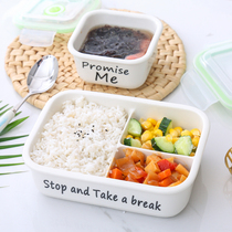 Sun-type ceramic buckle lunch box refreshing seal with lid lunch box adult microwave oven heating compartable divided compartment