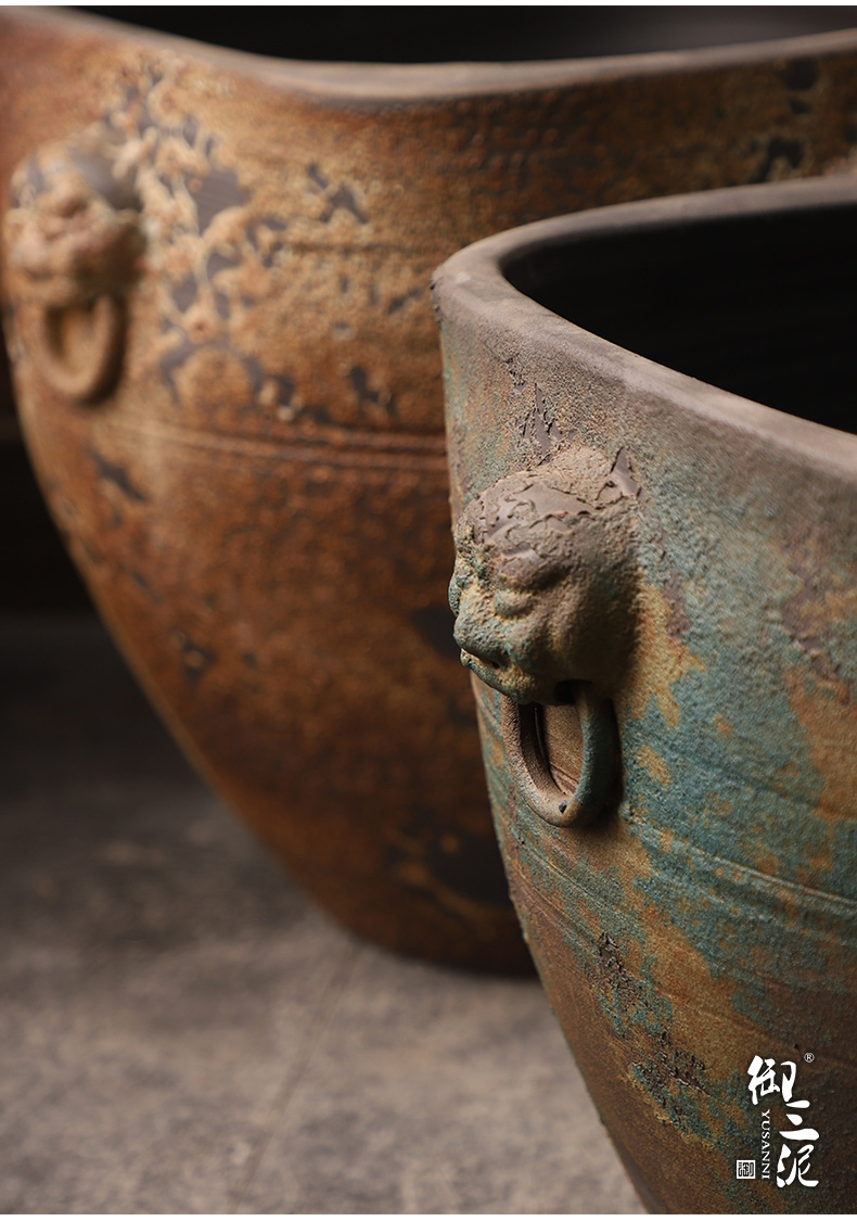 The Head of archaize ceramic VAT coarse pottery hand round the altar tank big flowerpot tank floor furnishing articles courtyard garden