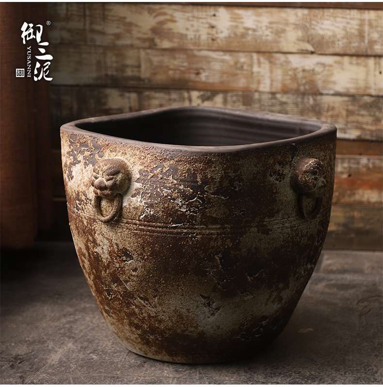 The Head of archaize ceramic VAT coarse pottery hand round the altar tank big flowerpot tank floor furnishing articles courtyard garden