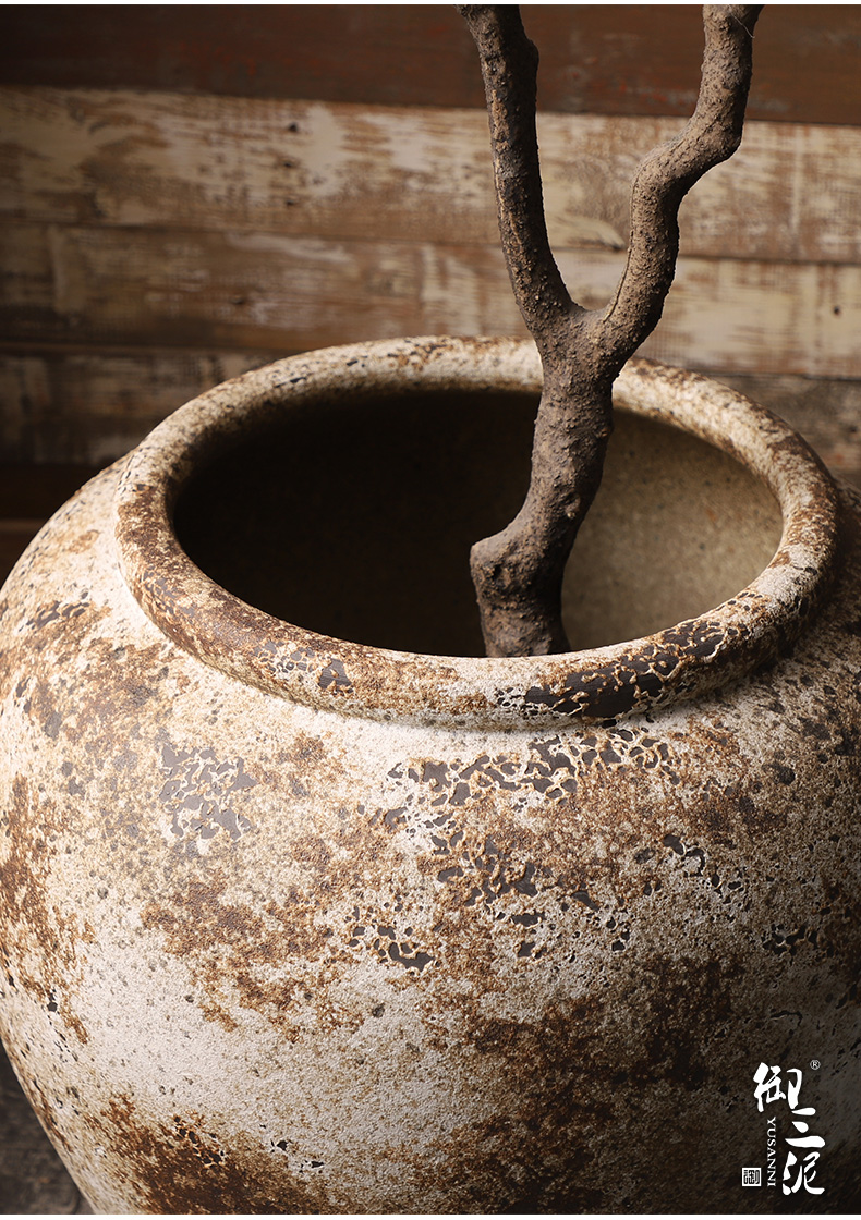 Ceramic VAT coarse clay manual circle altar tank clay flowerpot tank floor furnishing articles courtyard garden