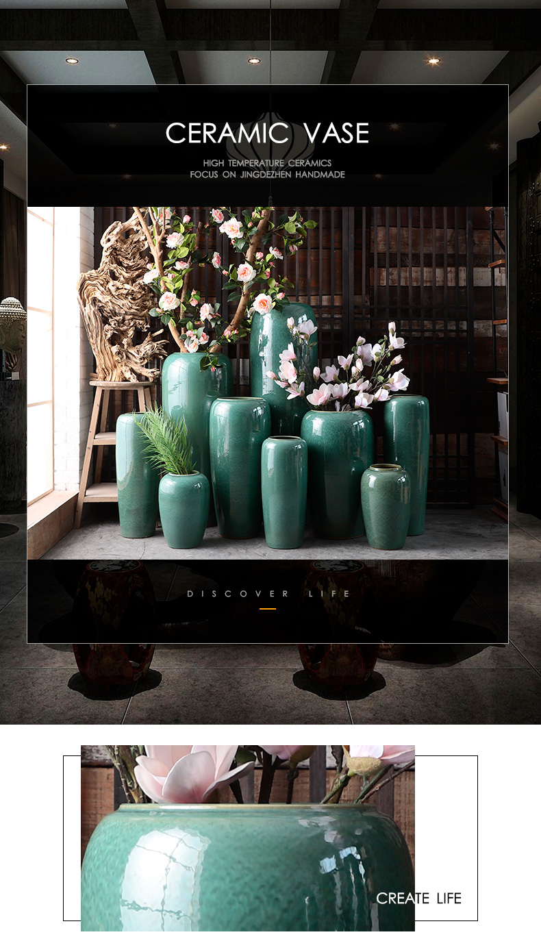 Jingdezhen ceramic vase furnishing articles sitting room ground dried flowers to decorate the courtyard villa large flower pot water tanks tank POTS