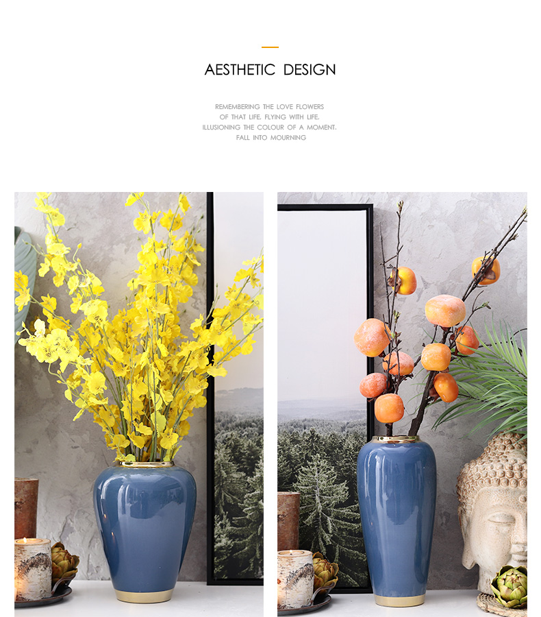 Contracted and I European ceramic vases, flower arrangement sitting room decoration home decoration dry flower is placed blue small POTS