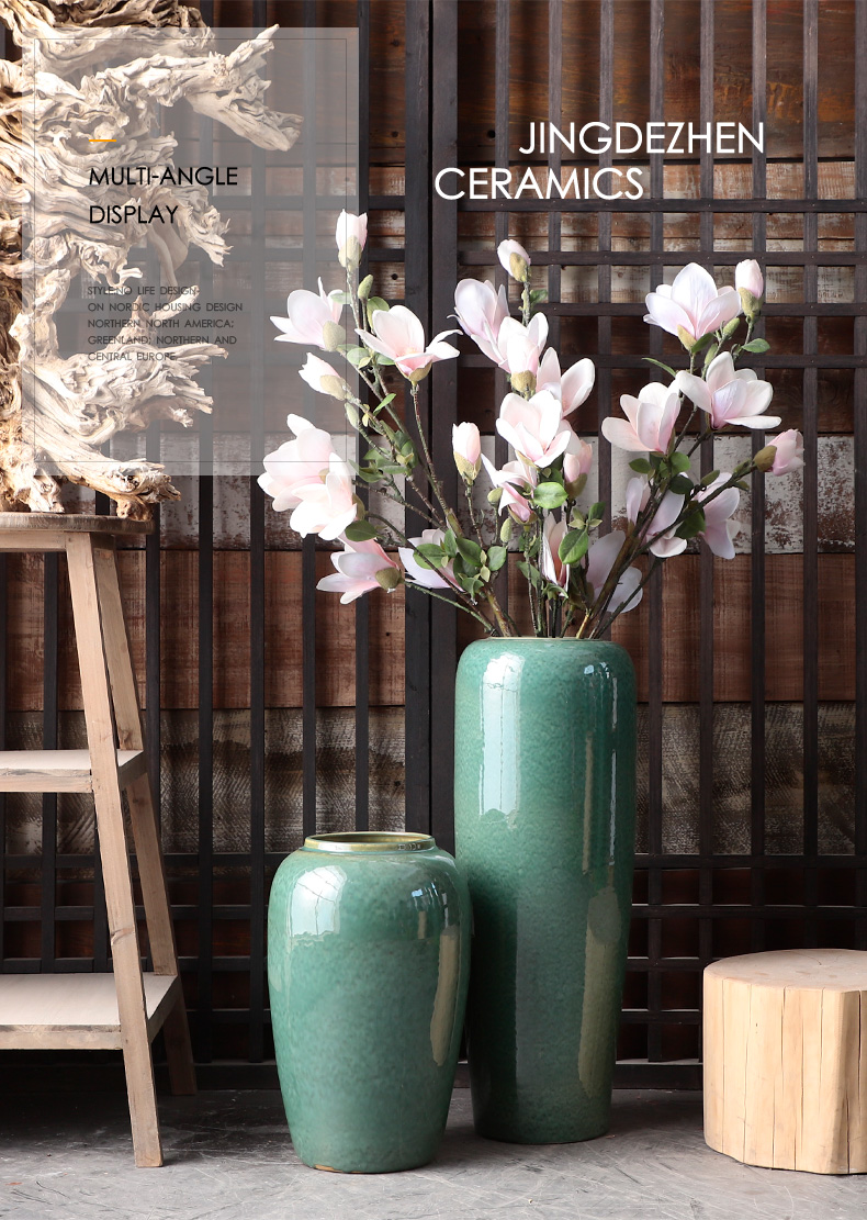 Jingdezhen ceramic vase furnishing articles sitting room ground dried flowers to decorate the courtyard villa large flower pot water tanks tank POTS