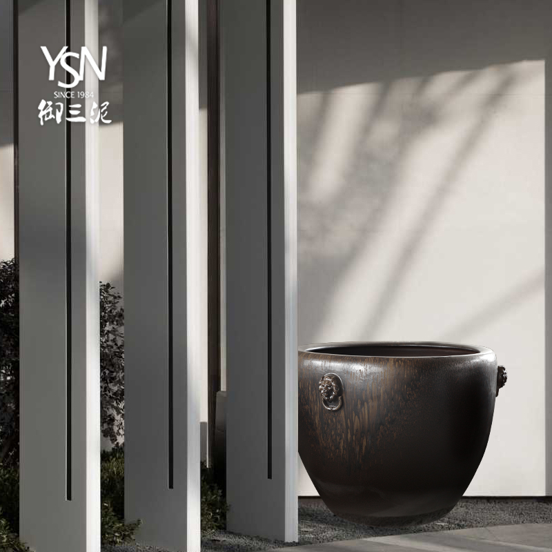 Royal three mud checking ceramic lion first courtyard tank aquarium hydroponic water lily lotus garden hotel in jingdezhen