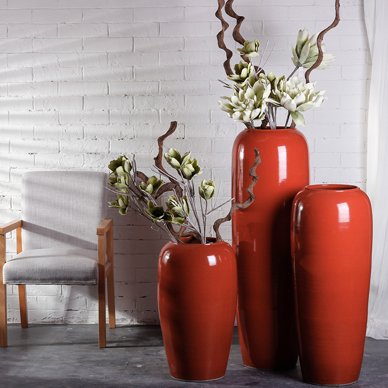Jingdezhen ceramic floor big vase Chinese red flower arranging furnishing articles sitting room courtyard exhibition hall decoration from the opened in China