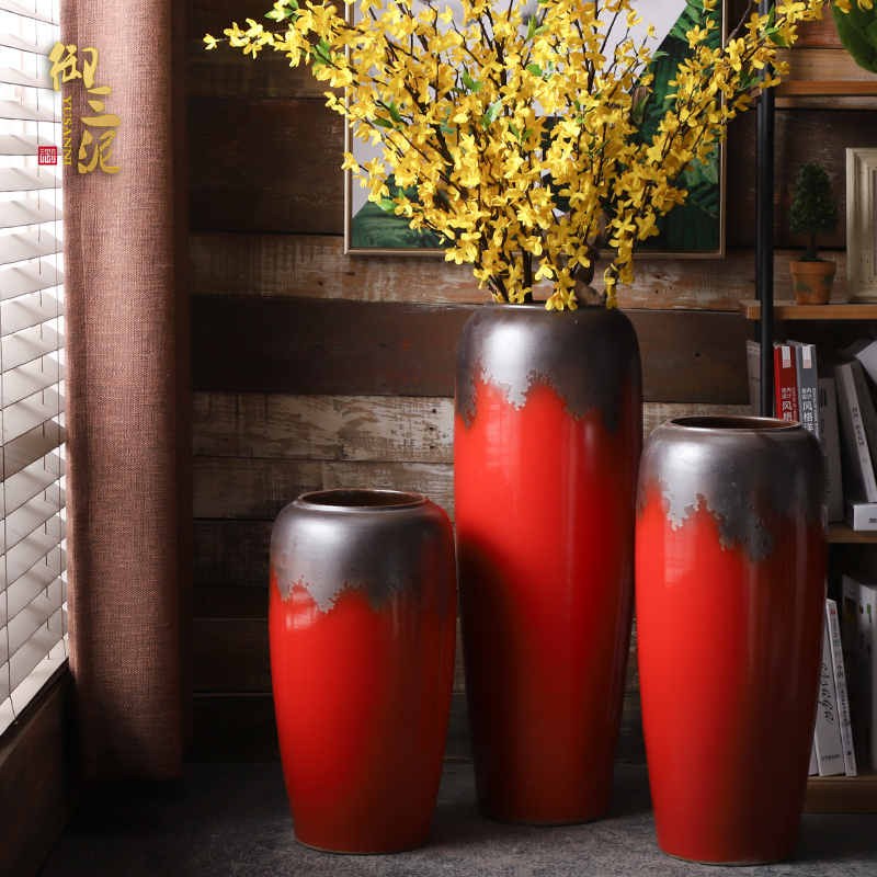 Jingdezhen European ceramic vase landing big red dried flower vase sitting room of I and contracted style flower arranging furnishing articles
