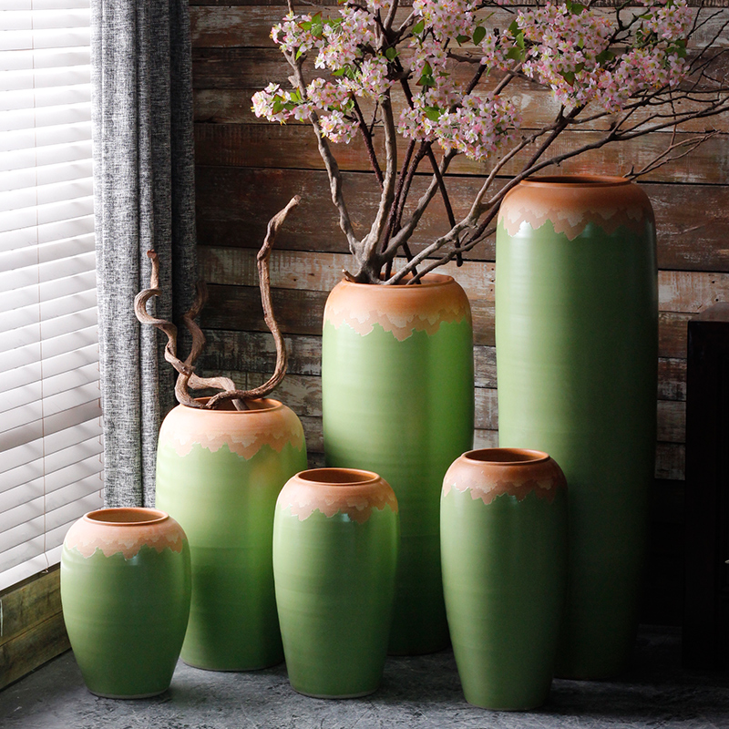 Contracted and I European ceramics of large vases, flower arrangement sitting room adornment is placed American porch garden courtyard