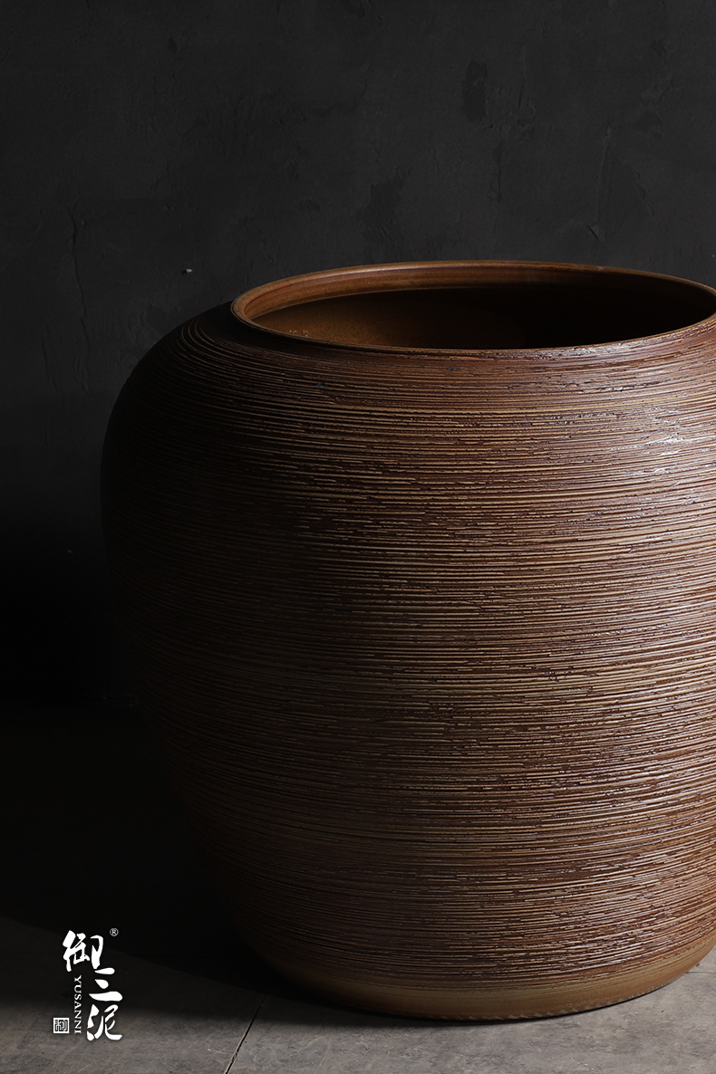Coarse pottery big jar circular cylinder aquarium garden flowerpot large ground ceramic vases, dried flowers sitting room restoring ancient ways furnishing articles