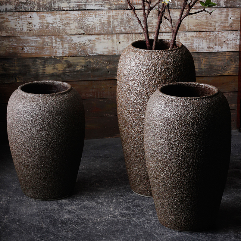 Contracted and modern flower arrangement sitting room place jingdezhen ceramic vase landing coarse pottery dried flower flower implement Japanese POTS
