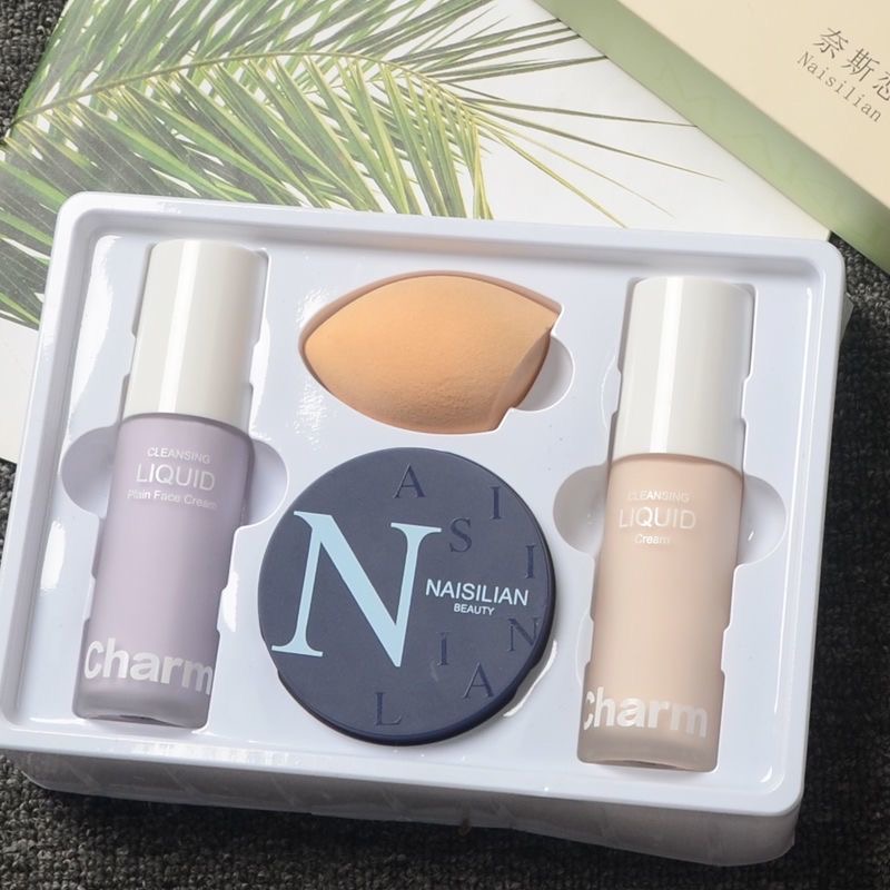 Douyin Net Red Foundation Liquid Foundation Cream Concealer Moisturizing Long-lasting Oil Control Waterproof Base Makeup Loose Powder BB Cream Set