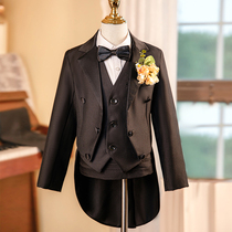 Boys black tuxedo suit piano exam childrens dress host dress boy evening performance dress summer