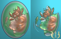 fish lotus lotus abundant every year oval fine carving jade carving