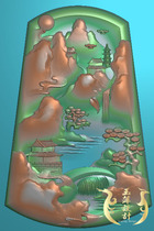Landscape house small bridge sign concave card fine carving jade carving