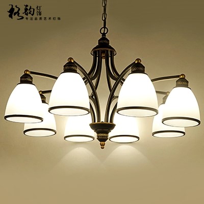 美式吊灯遥控变光LED客厅灯卧室餐厅灯北欧复古铁艺乡村欧式灯具