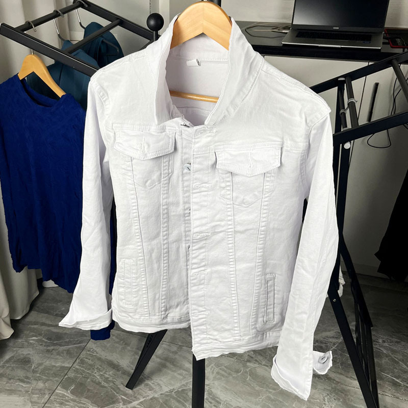 Stretchy, Slim-Fitting, Comfortable D2 Denim Jacket for Men, Dsq2 White Pp Plein Amr Jacket, Designer
