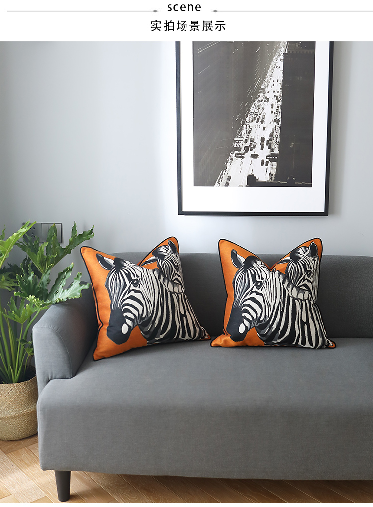 Mô hình phòng ánh sáng sang trọng đơn giản gối sofa màu cam đỏ đen ống ngựa vằn đệm giường thắt lưng - Trở lại đệm / Bolsters gối chăn 2 in 1 cho xe hơi