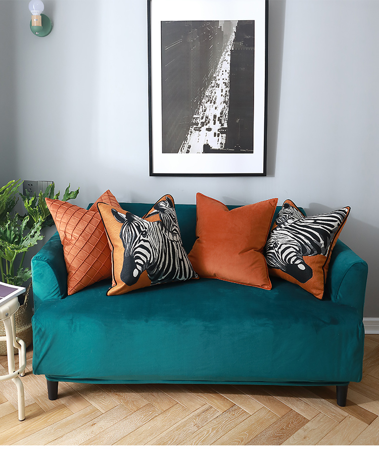 Mô hình phòng ánh sáng sang trọng đơn giản gối sofa màu cam đỏ đen ống ngựa vằn đệm giường thắt lưng - Trở lại đệm / Bolsters gối chăn 2 in 1 cho xe hơi