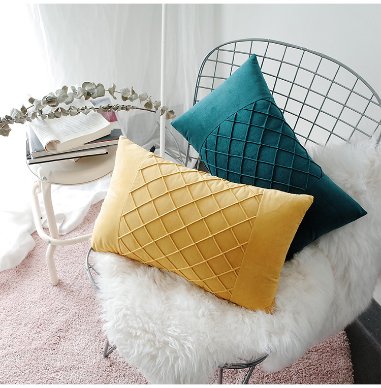 Bắc Âu cổ điển lưới nhung da thiết kế gối mô hình phòng đệm thắt lưng gối thắt lưng - Trở lại đệm / Bolsters bộ chăn gối văn phòng giá rẻ