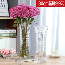 Simple glass vase hexagonal transparent large hydroponic rich bamboo lily flower flower vase desktop home living room